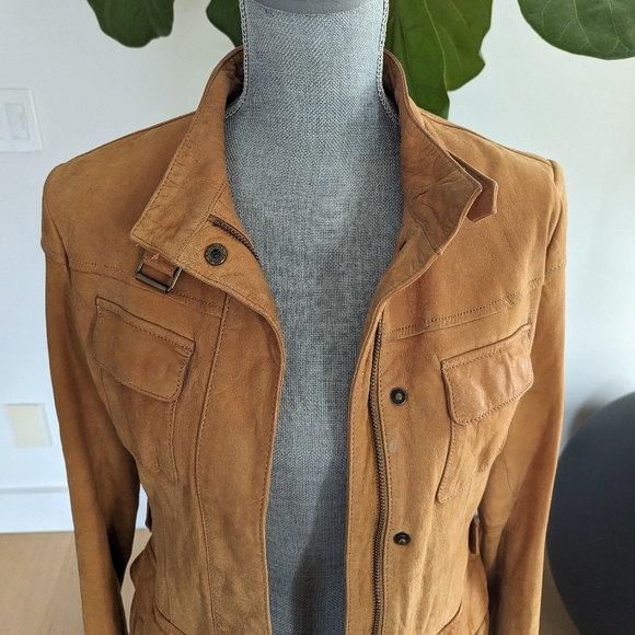 90's Banana Republic Tan Leather Jacket - Picture 5 of 7